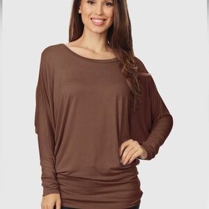 Elle Mocha Dolman Top